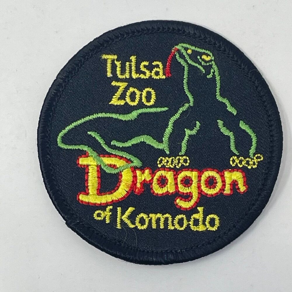 Vintage Tulsa Zoo Dragon of Komodo Embroidered Patch‎ - Oklahoma Travel Souvenir